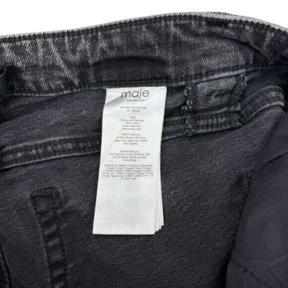 Maje High Rise Anthracite Straight Cut Jean With Raw Ripped Hem Size XL / 42 FR - Picture 6 of 9